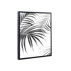 Schattenfugenrahmen Set Lemgo Schwarz (matt) mit Keilrahmen Leinwand Bild Druck Motiv: "Palmenblätter" 70x100cm