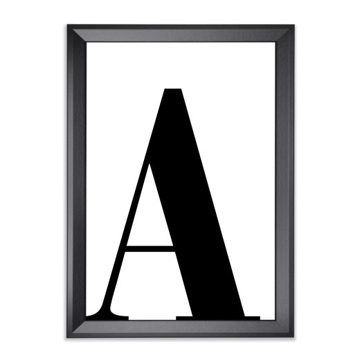 Kunstdruck Poster Bild Druck Motiv: "Buchstaben Schwarz" mit Bilderrahmen ("PRIO")