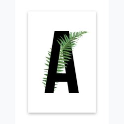 Kunstdruck Buchstaben A-Z Palmen Blätter Farn Design