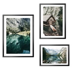 Bilderset 3x Kunstdrucke mit oder ohne Bilderrahmen "Neo" Natur Set 3