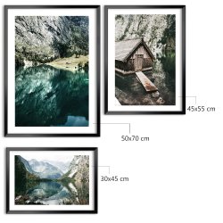 Bilderset 3x Kunstdrucke mit oder ohne Bilderrahmen "Neo" Natur Set 3